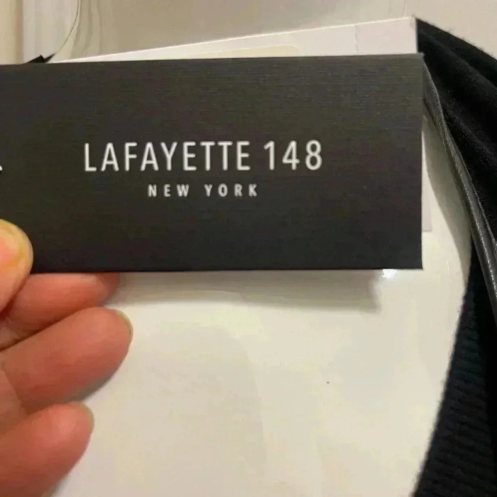 Lafayette 148 long vest Plaid Print leather edges Knee-length brand new with tag - Picture 8 of 13